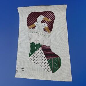 TS Designs Hand Painted Needlepoint Canvas * Christmas Stocking Geese Country
